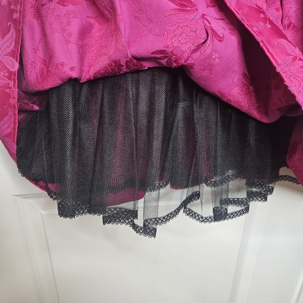 Jessica McClintock Fuchsia Floral Jacquard Mini Dress - Picture 4 of 15